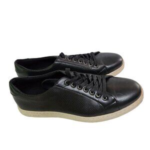 Perry Ellis Portfolio Black Faux Leather Sneakers Size 10.5